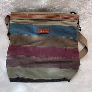Kaukko Theideaman Striped Canvas Shoulder Crossbody Bag Boho - READ